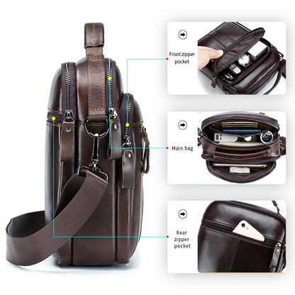 Classic Retro Men’s Cowhide Crossbody Bag