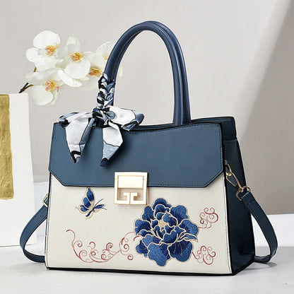 Embroidered Leather Crossbody – High-Quality Casual Shoulder Purse for Women
