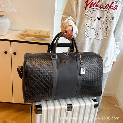High-End Plaid Travel Bag – Large Capacity Hand Luggage for Business & Sports Trips