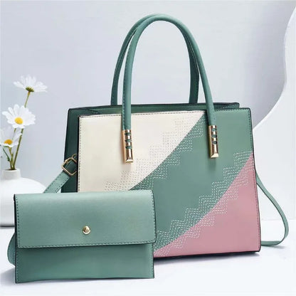 Elegant Spliced Messenger Tote – High-Quality Office Crossbody Shoulder Bag for Women