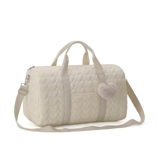 Quilted Mummy Diaper Bag – Embroidered Shoulder Organizer for Stroller & Baby Care