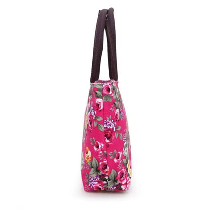 Durable Floral Canvas Tote – Cute Casual Bucket Shoulder Bag for Women