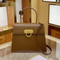 French Soft Leather Crossbody – Fashionable Kelly-Style Handbag with Horseshoe Buckle
