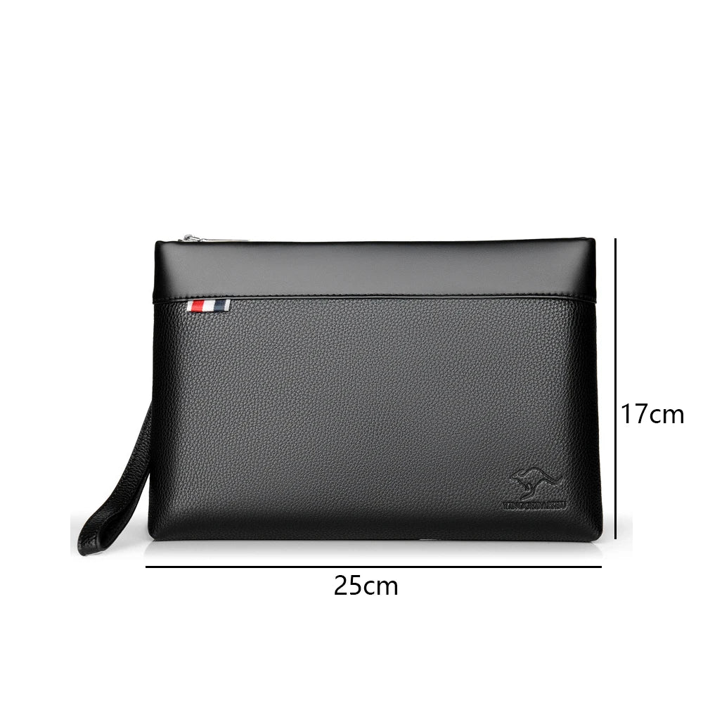 Men’s Designer Leather Clutch – Large Capacity Phone & Wallet Pouch