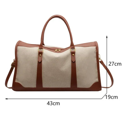 Vintage Travel Handbag – Large Nylon PU Leather Shoulder & Fitness Bag for Women