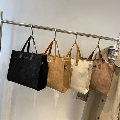 LEFTSIDE Vintage Tote – Winter Office Shoulder & Crossbody Bag for Women