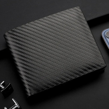 Carbon Fiber Short Wallet – Men’s Card Holder with Integrated Zipper Coin Pocket