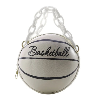 Pink Basketball Round Chain Crossbody Bag