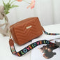 Rilibegan Embroidered Camera Bag – Versatile PU Leather Square Shoulder Bag with Printed Strap