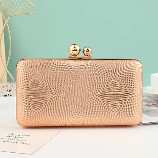Champagne Leather Evening Clutch