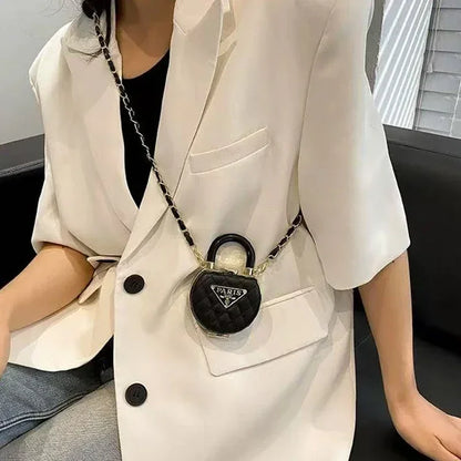 Mini Diamond Texture Handbag – Retro Chic Shoulder Bag for Daily Outings & Dates