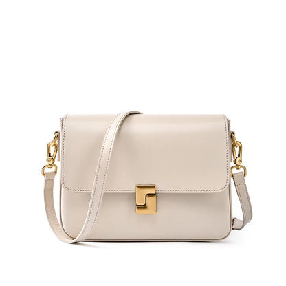 Versatile Cowhide Leather Crossbody – Fashionable Small Square Shoulder Bag for Women’s Commute