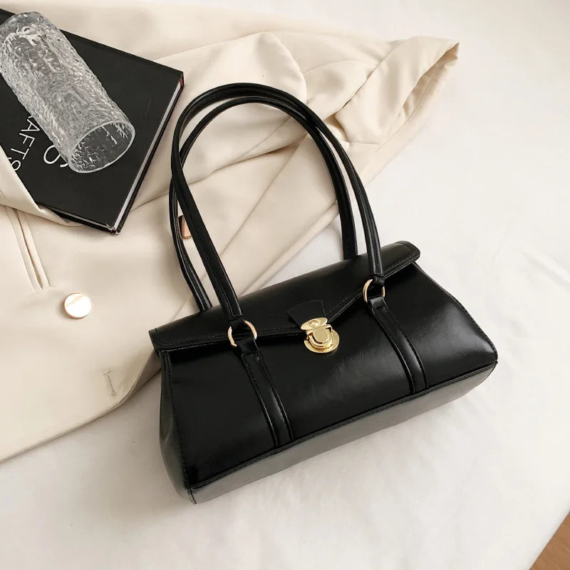 Vintage England-Style Leather Bag – Retro Red Underarm Tote & Commuter Shoulder Purse for Women