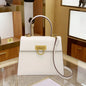French Soft Leather Crossbody – Fashionable Kelly-Style Handbag with Horseshoe Buckle