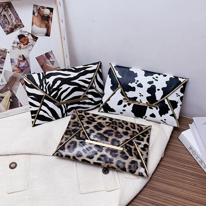 Vintage Animal Print Envelope Clutch