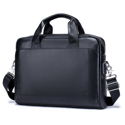 Men’s Top-Grain Leather Briefcase – Cowhide Laptop & Crossbody Office Bag
