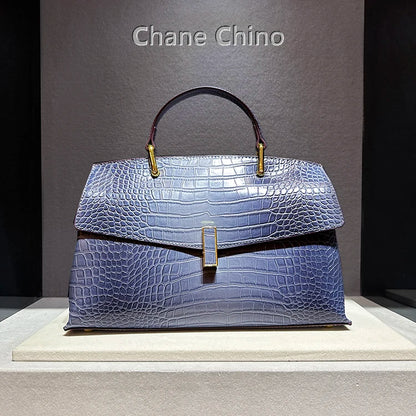 Luxury Crocodile Pattern Shell Bag – Women’s Fashion Top Handle & Crossbody Handbag