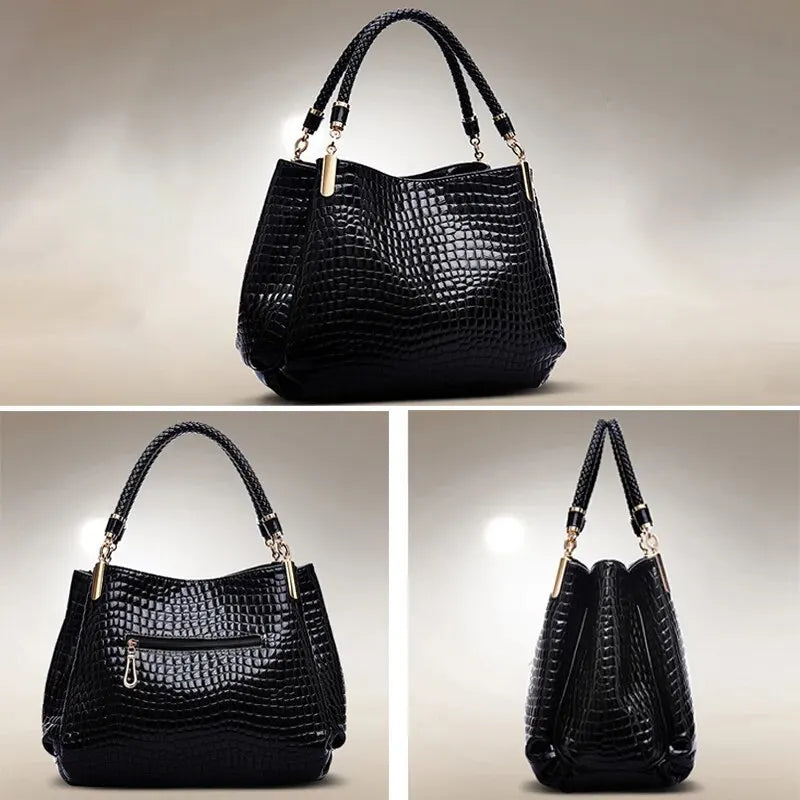 Crocodile Print Tote – Sleek, Spacious & Commute-Ready