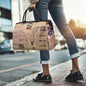 Vintage Print Travel Bag – Large Newspaper Shoulder Tote for Women
