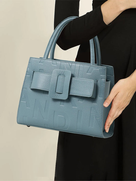 Letter-Shaped Genuine Leather Bag – Fashionable Crossbody & Shoulder Style for Women