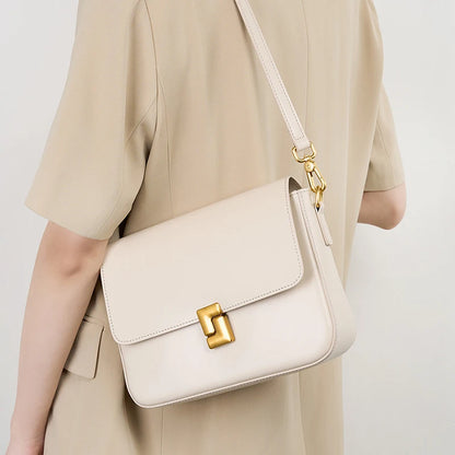 Versatile Cowhide Leather Crossbody – Fashionable Small Square Shoulder Bag for Women’s Commute
