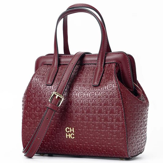 CH Classic Monogram Handbag – Zippered Solid Color Block Shoulder Bag for Women