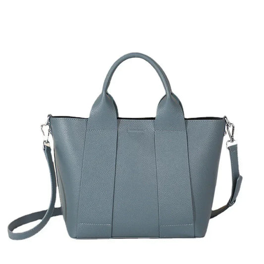 Genuine Leather Commuter Tote – Luxury Designer Shoulder & Crossbody Handbag for Women