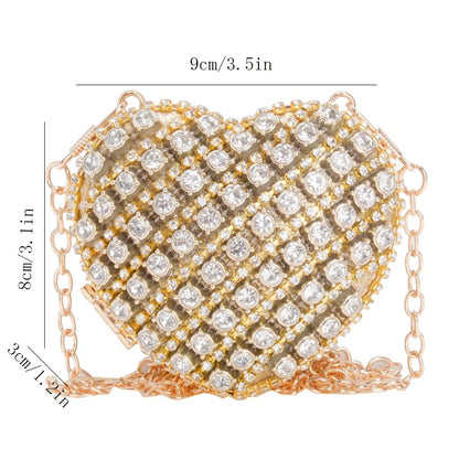 Luxury Heart-Shaped Diamond Bag – Mini Designer Shoulder Clutch for Banquets & Events