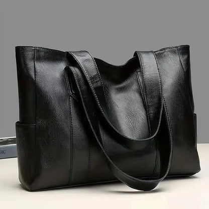 Vintage Vegan Tote Bag – Large Capacity Casual Shoulder Handbag for Women’s Commute