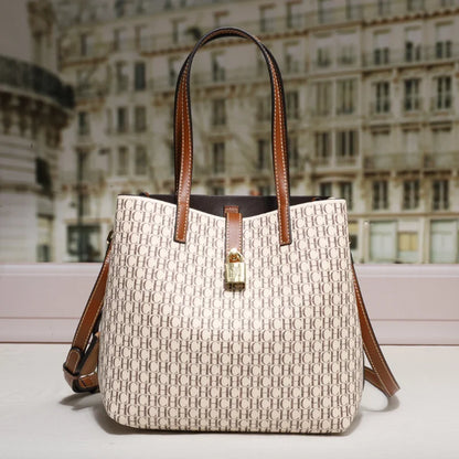 CH Premium Leather Crossbody – Large Letter Print Tote for Daily Commute