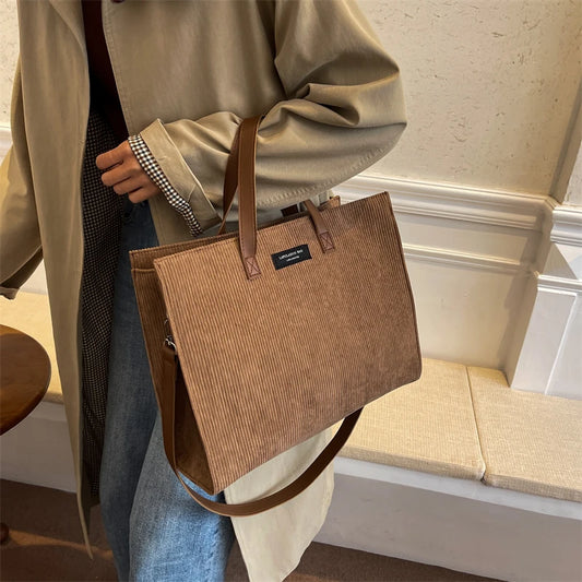 LEFTSIDE Vintage Tote – Winter Office Shoulder & Crossbody Bag for Women