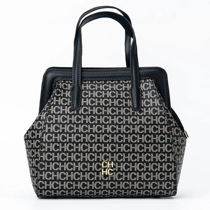 CH Classic Monogram Handbag – Zippered Solid Color Block Shoulder Bag for Women