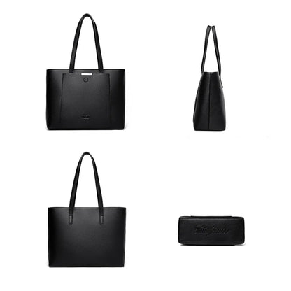 Luxury Leather Tote – Soft Designer Shoulder Bag for Women with Laptop Capacity