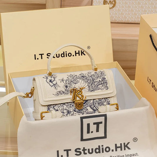 Embroidered Square Handbag – High-End Textured Summer Shoulder & Crossbody Bag for Women