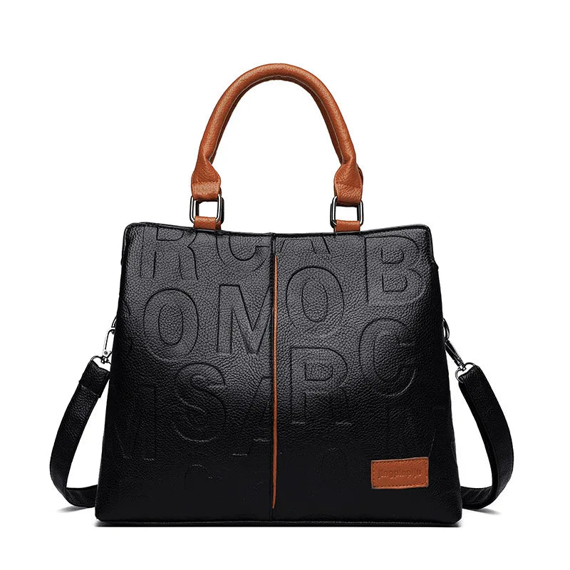 Leather Designer Tote – Casual Large-Capacity Crossbody Shoulder Bag for Women