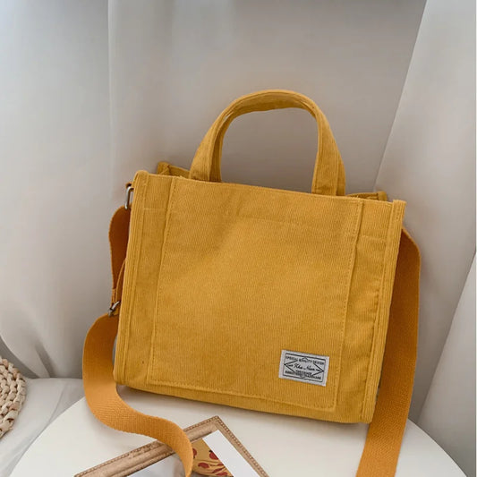 Fashionable Corduroy Shoulder Bag – Large Capacity