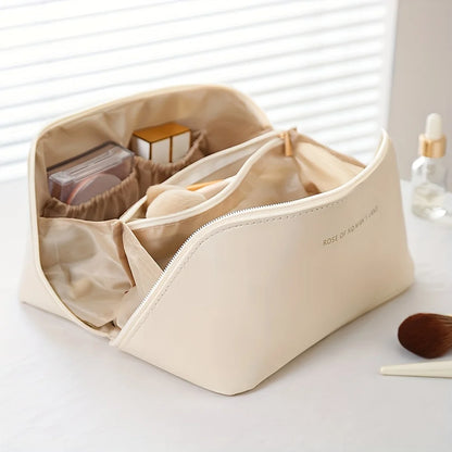 Luxury Travel Makeup Organizer – Zippered Cosmetic & Toiletry Storage Bag for Women