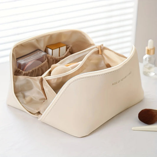 Luxury Travel Makeup Organizer – Zippered Cosmetic & Toiletry Storage Bag for Women