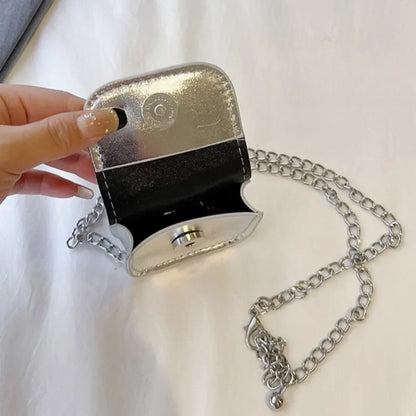 Y2K Pink PU Leather Shoulder Bag – Vintage Korean Chain Clutch & Crossbody