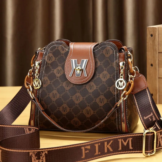 Luxury Vintage Print Messenger Bag – PU Leather Crossbody & Shoulder Purse for Women