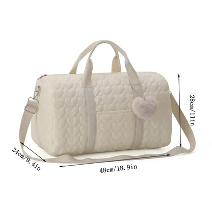 Quilted Mummy Diaper Bag – Embroidered Shoulder Organizer for Stroller & Baby Care