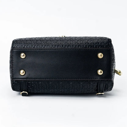 CH Classic Monogram Handbag – Zippered Solid Color Block Shoulder Bag for Women