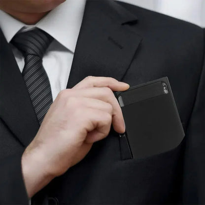 Automatic Flip Card Holder – Metal Anti-Theft Wallet with 12-Slot Side Push Design for Men