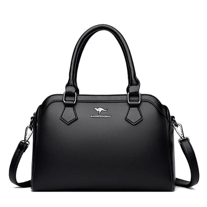 Multi-Pocket Soft Leather Tote – Luxury Designer Shoulder & Crossbody Bag for Women
