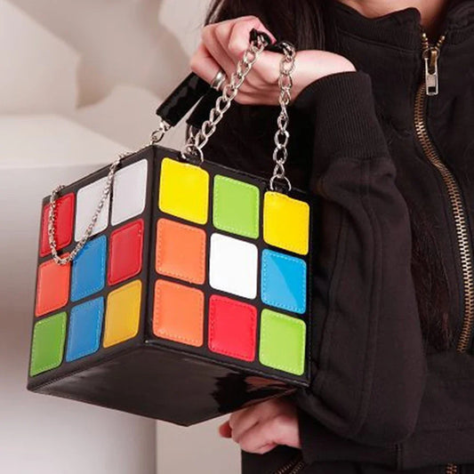 Chic Cubic Box Bag – Designer Leather Chain Tote for Women