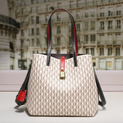 CH Premium Leather Crossbody – Large Letter Print Tote for Daily Commute
