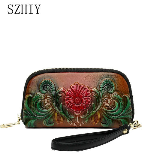 Printed Mini Handbag – Vintage Designer Wrist Bag with Phone & Coin Pocket