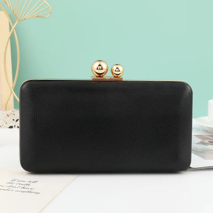 Champagne Leather Evening Clutch