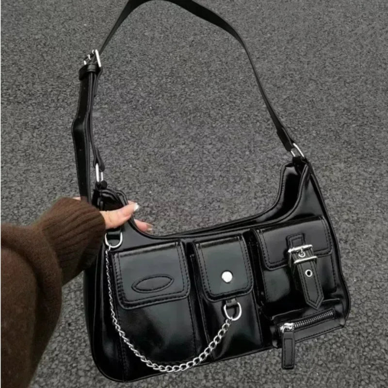 Richme Punk Y2K Bag – Harajuku Chain PU Crossbody for Women