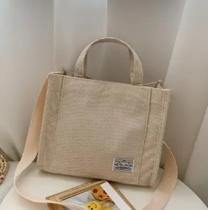 Fashionable Corduroy Shoulder Bag – Large Capacity